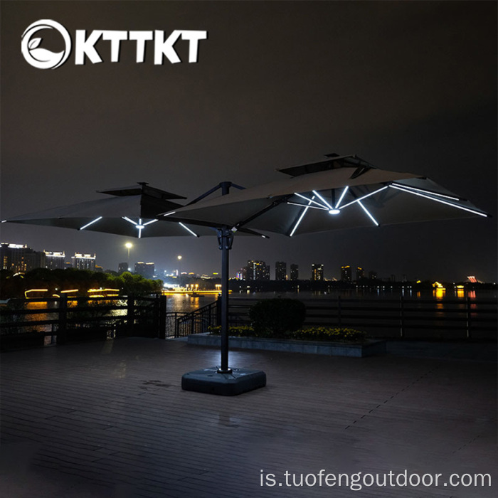 Úti tjaldstæði tvöfaldur enda sólskyggna regnhlíf